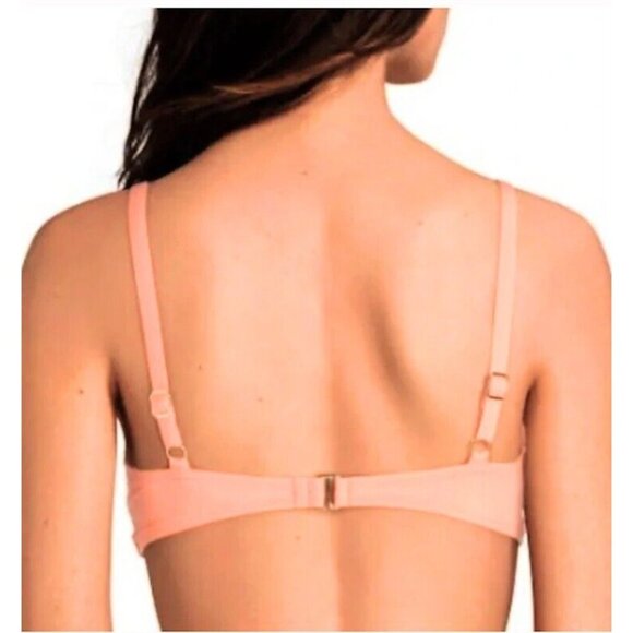 NWT Gianni Bini Solid Coral Ring MD Triangle Bikini Swim Top -#96763 - Picture 2 of 2